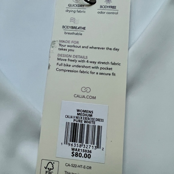 NWT Calia Women's Tennis or Golf Dress Athletic Dress white size M Medium - Picture 4 of 8